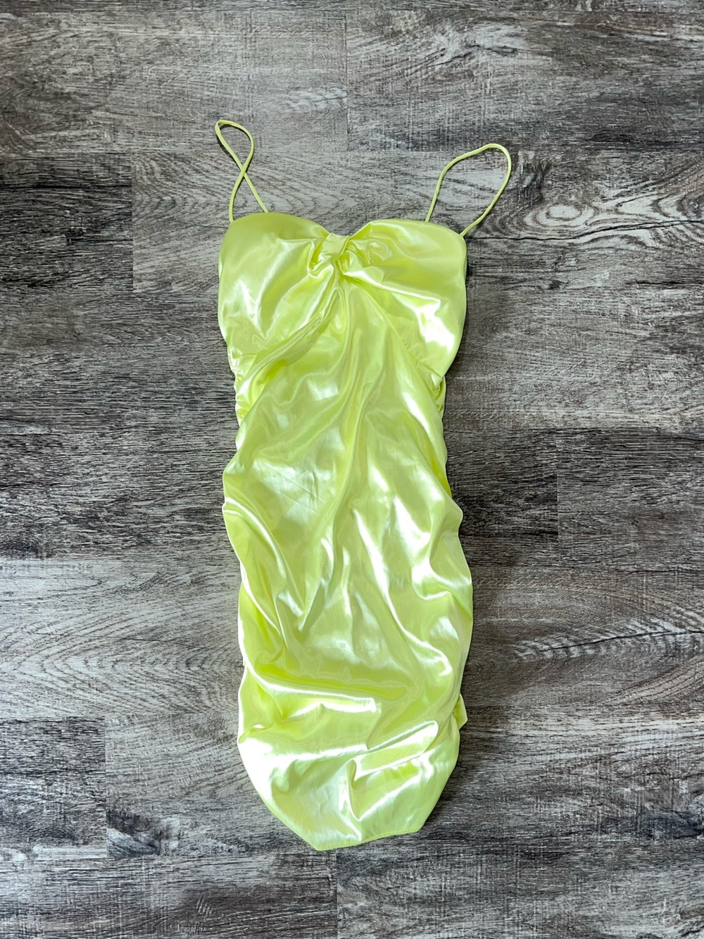 Salty Lime Green Satin Going Out Bodycon Mini Dress Women’s Size Medium